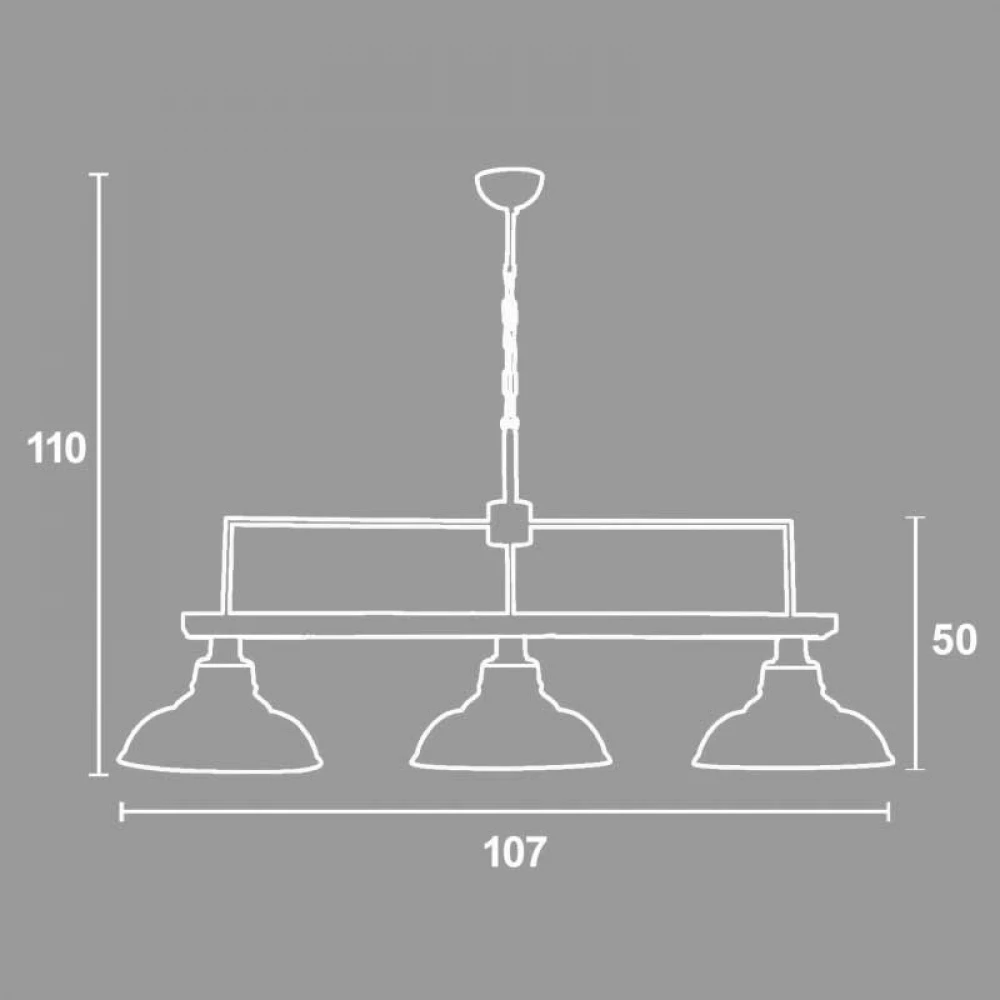 Φωτιστικό Τρίφωτο Από Ξύλο Και Γυαλί Φιμέ 3xE27 - Arkolight
