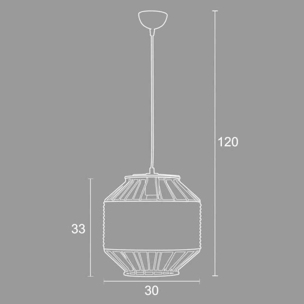 Φωτιστικό Μονόφωτο Μέταλλο/Ρατάν Μαύρο Και Φυσικό Χρώμα 1XE27 Φ30 - Arkolight