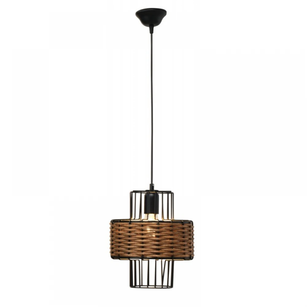 Φωτιστικό Μονόφωτο Μέταλλο/Ρατάν Μαύρο Και Σκούρο Χρώμα 1XE27 Φ27 - Arkolight