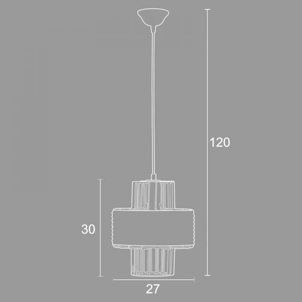 Φωτιστικό Μονόφωτο Μέταλλο/Ρατάν Λευκό Και Φυσικό Χρώμα 1XE27 Φ27 - Arkolight
