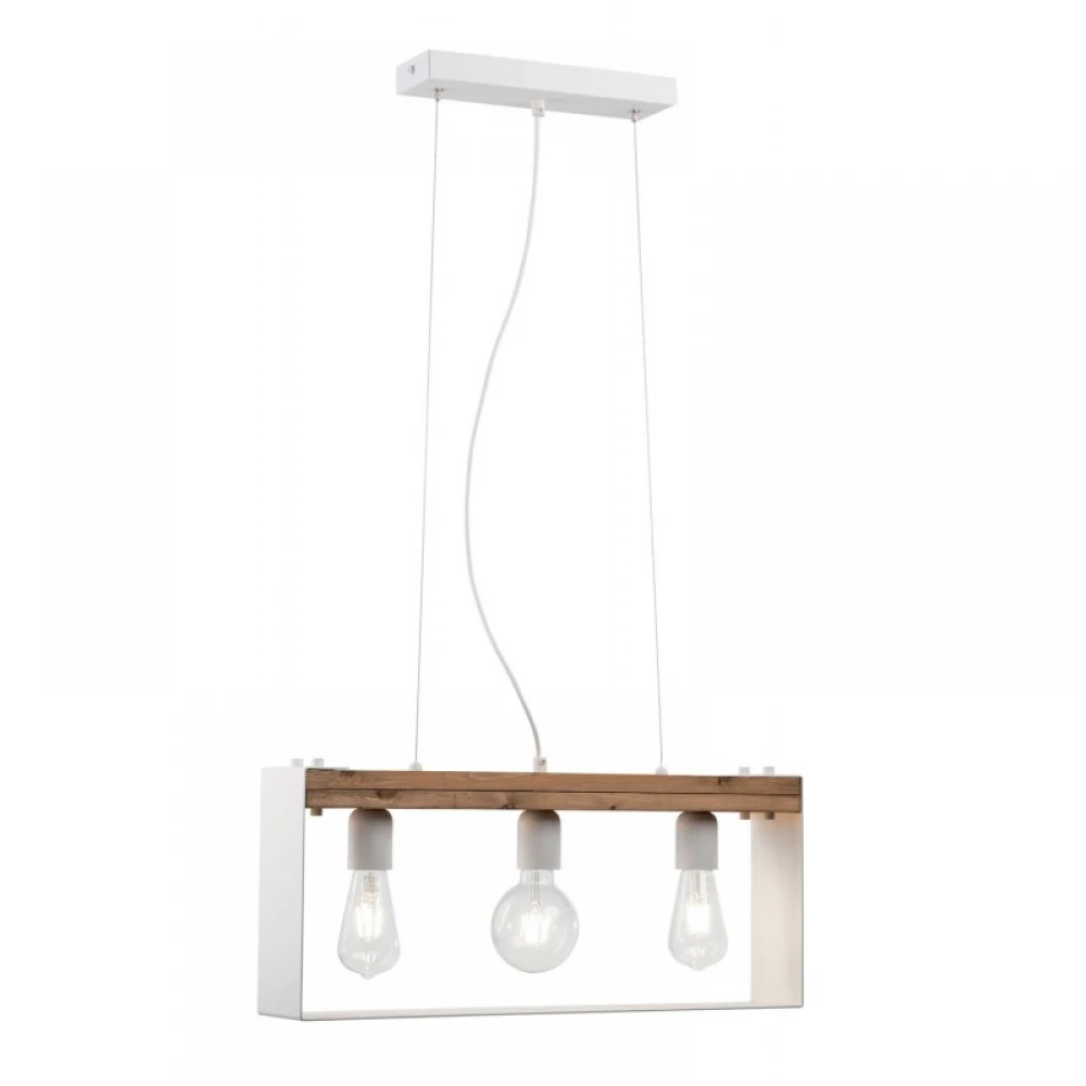 Φωτιστικό Πολύφωτο Από Ξύλο Και Μέταλλο Λευκό 3xE27 - Arkolight