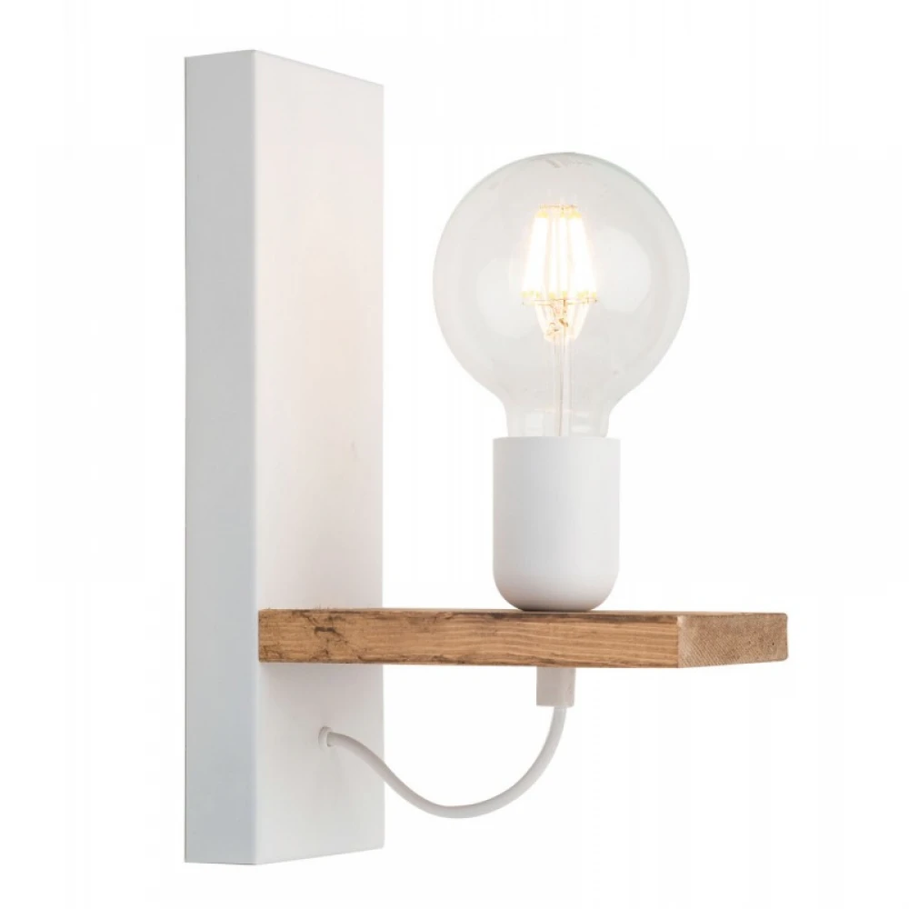 Απλίκα Από Ξύλο Και Μέταλλο Λευκό 1xE27 - Arkolight