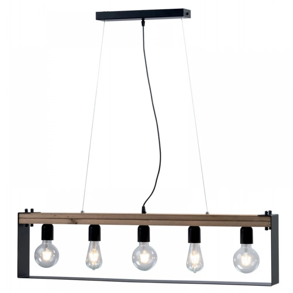 Φωτιστικό Πολύφωτο Από Ξύλο Και Μέταλλο Μαύρο 5xE27 - Arkolight
