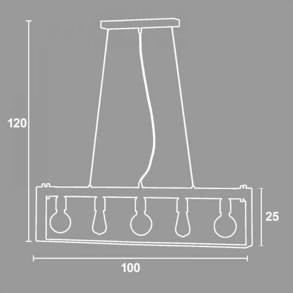 Φωτιστικό Πολύφωτο Από Ξύλο Και Μέταλλο Χαλκός/Πατίνα Μαύρη 5xE27 - Arkolight