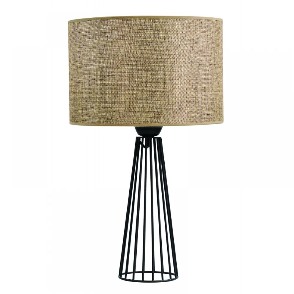 Επιτραπέζια λάμπα μέταλλο μαύρο αμπαζούρ μόκα 1xE27 - ARKOLIGHT