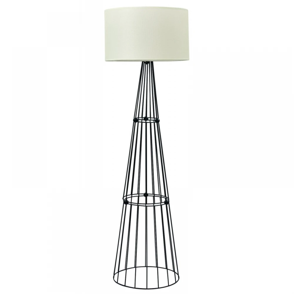 Φωτιστικό δαπέδου μέταλλο μαύρο αμπαζούρ Μπεζ 1xE27 - ARKOLIGHT