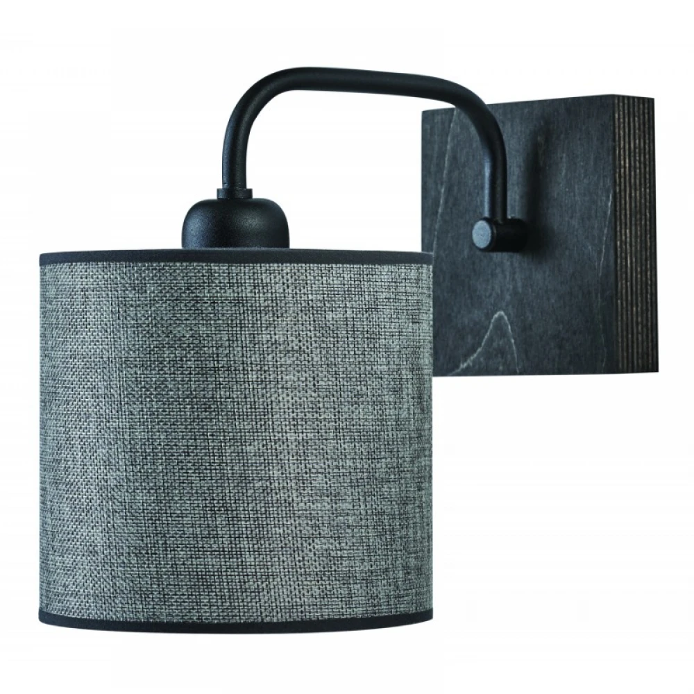 Απλίκα ξύλο/Αμπαζούρ γκρι 1xE27 Φ15 - ARKOLIGHT - Φωτιστικό απλίκα 1φ Ε27, ξύλινη βάση σε γκρι σκούρο χρώμα,συνδυασμένο με μεταλλικό μπράτσο και αμπαζούρ σε χρώμα γκρι.