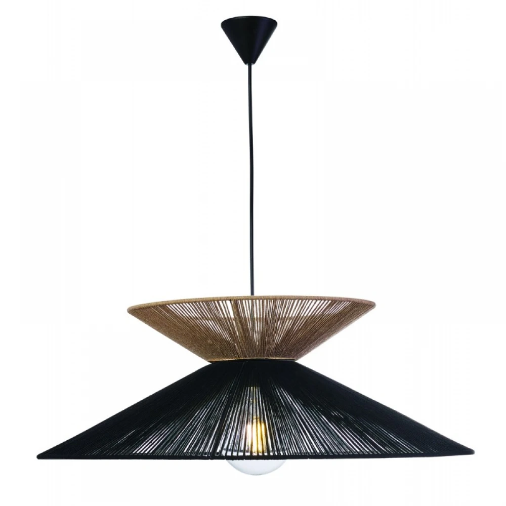 Φωτιστικό μονόφωτο σχοινί μαύρο/natural Ε27 Φ70 - ARKOLIGHT