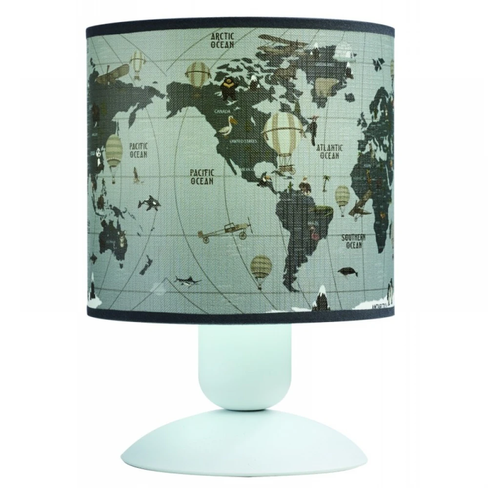 Φωτιστικό πορτατίφ παιδικό αμπαζούρ υδρόγειος Ε27 Φ15 - Arkolight