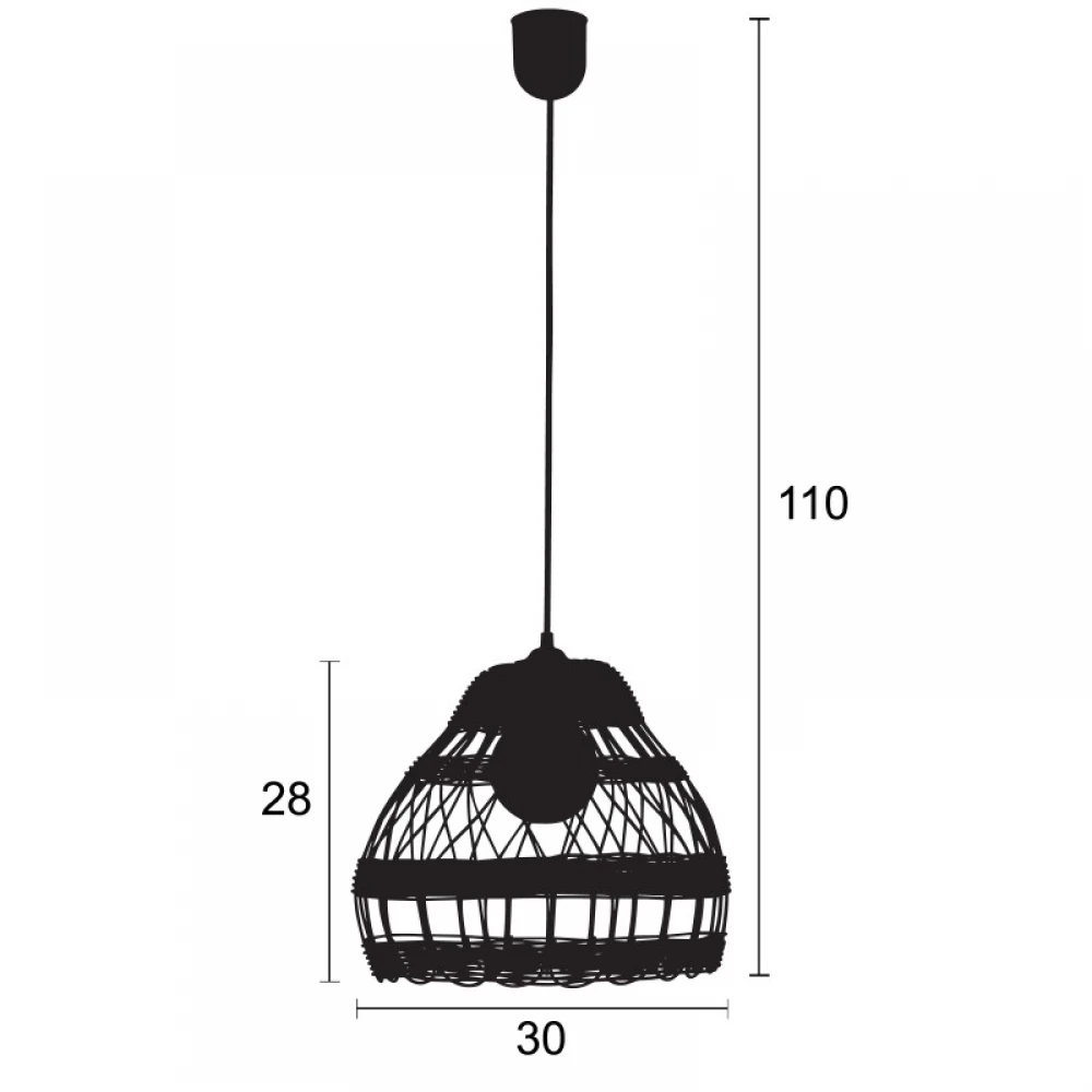 Μονόφωτο Ρατάν Φυσικό Φ30 1xE27 - ARKOLIGHT