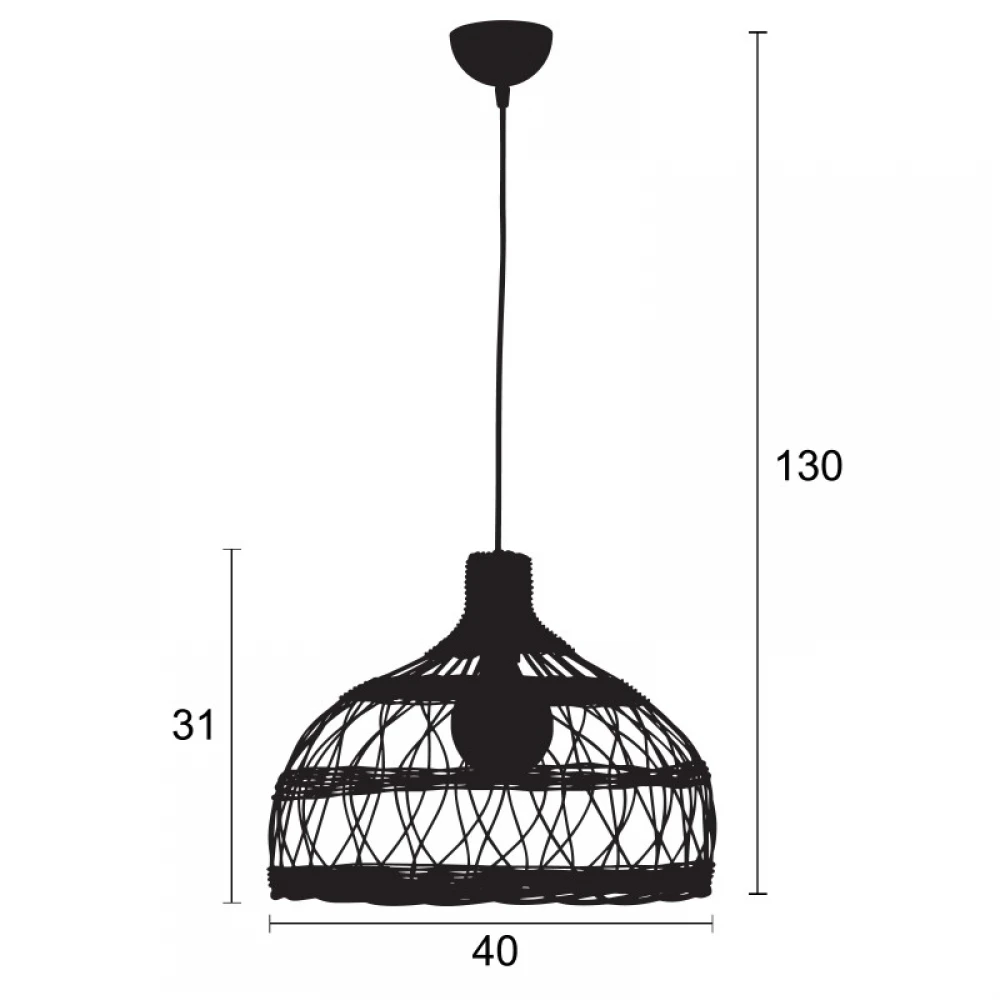 Φωτιστικό μονόφωτο ρατάν Φ40 1xE27 - ARKOLIGHT