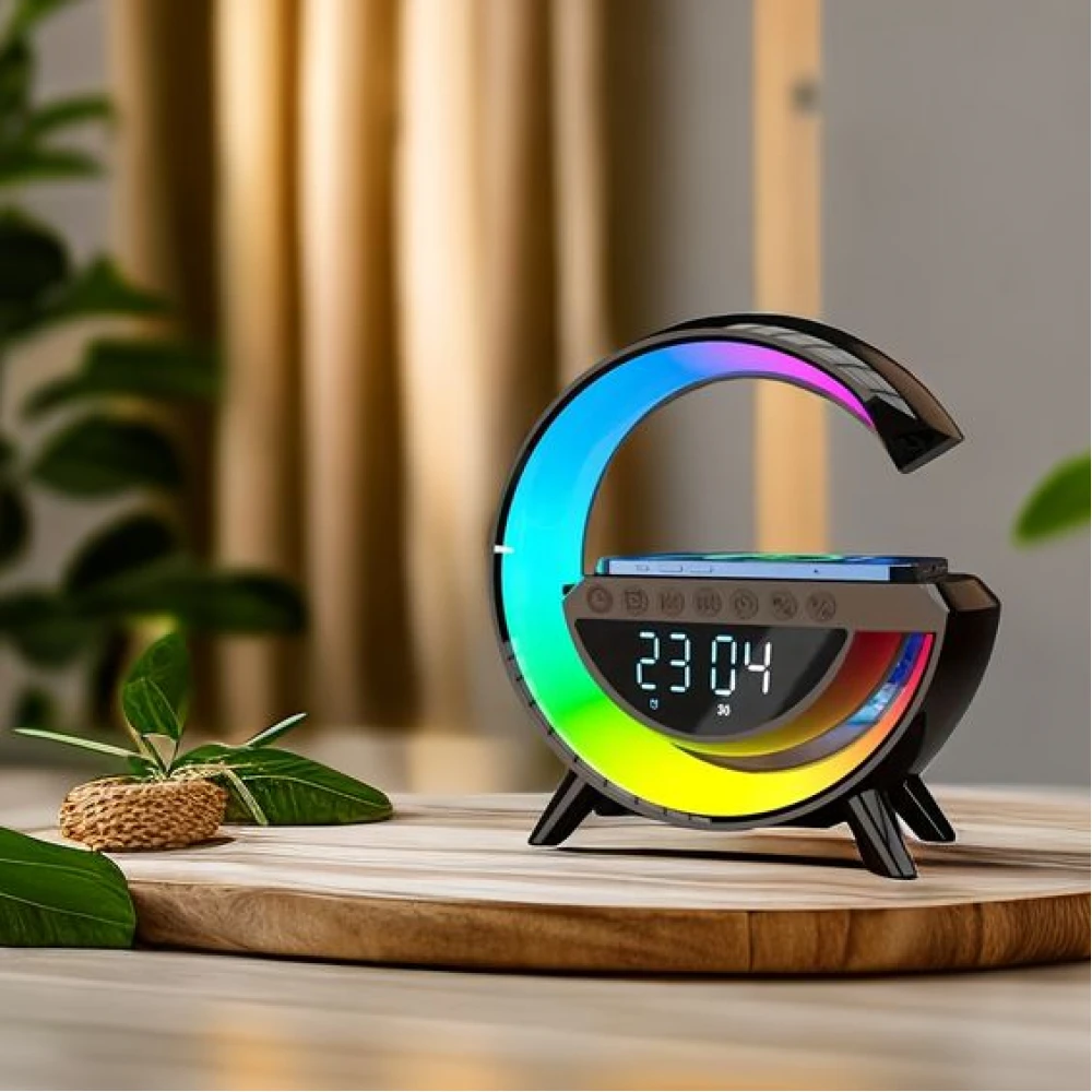 ΕΠΙΤΡΑΠΕΖΙΟ ΕΠΑΝΑΦΟΡΤΙΖΟΜΕΝΟ RGB ΦΩΤΙΣΤΙΚΟ LED BLUETOOTH ΜΑΥΡΟ - Atman