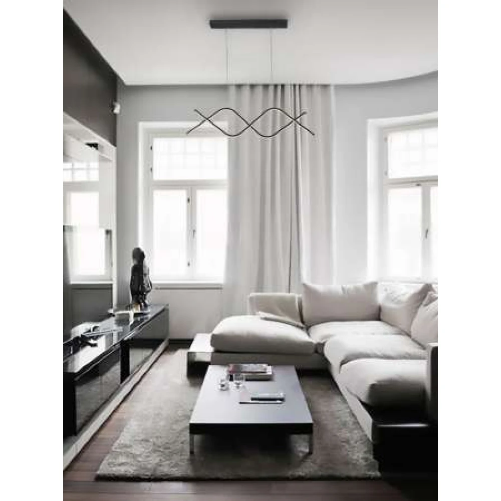 LED Κρεμαστό Φωτιστικό Αλουμινίου Μαύρο Με 3 σε 1 Φωτισμό - 54W LUGO - LEGGENDA