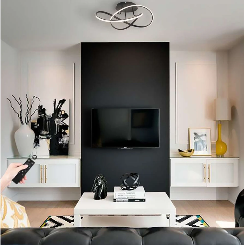 LED Πλαφονιέρα Μαύρη Με Φωτισμό 3 Σε 1 - 58W VALENCIA - LEGGENDA