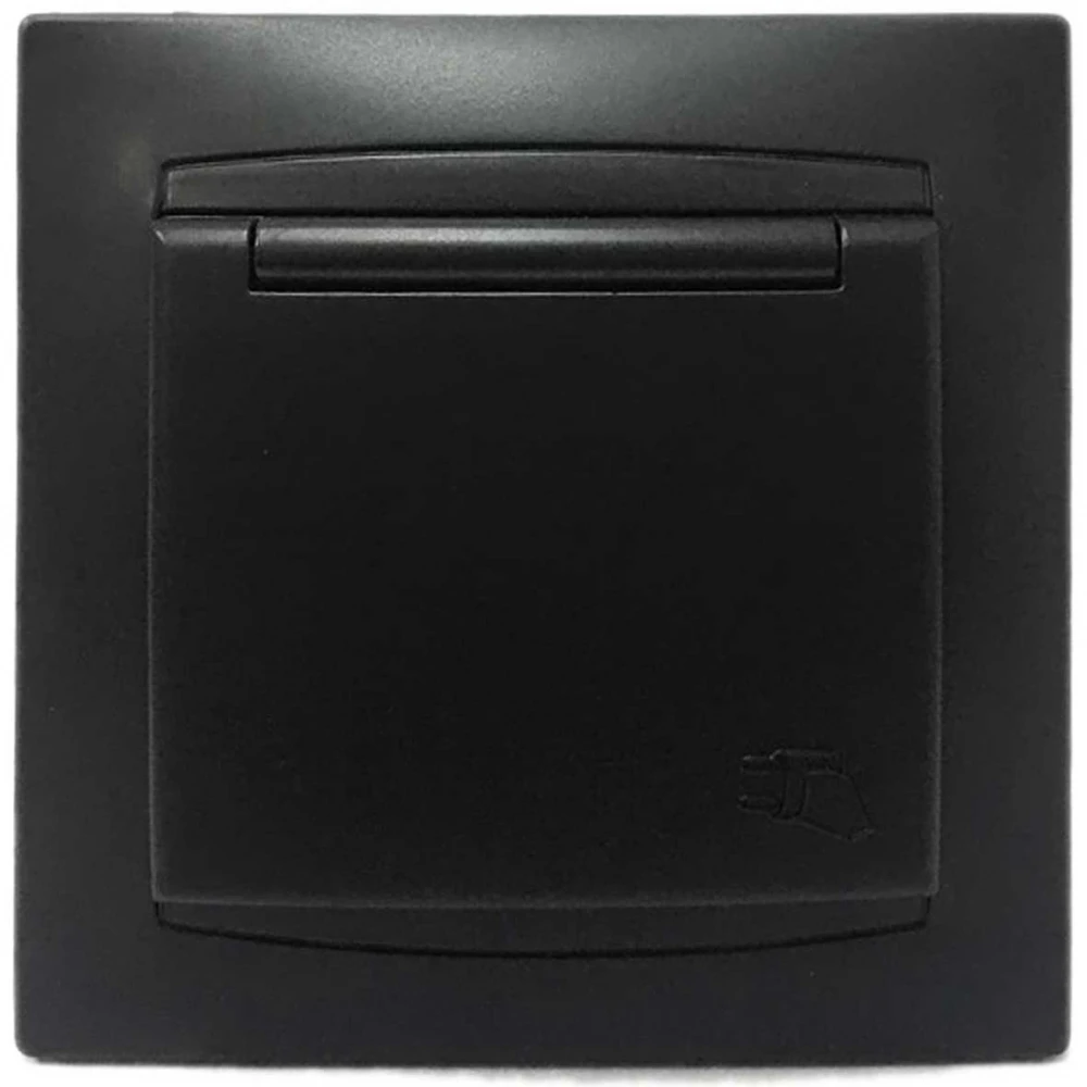 Πρίζα Σούκο Ασφαλείας Με Καπάκι Χωνευτή Γραφίτης ΧΑΛΚΙΔΑ