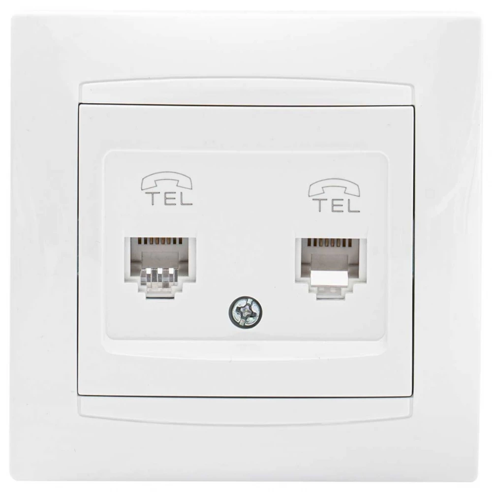 Πρίζα Τηλεφώνου Διπλή RJ11 Χωνευτή ΧΑΛΚΙΔΑ