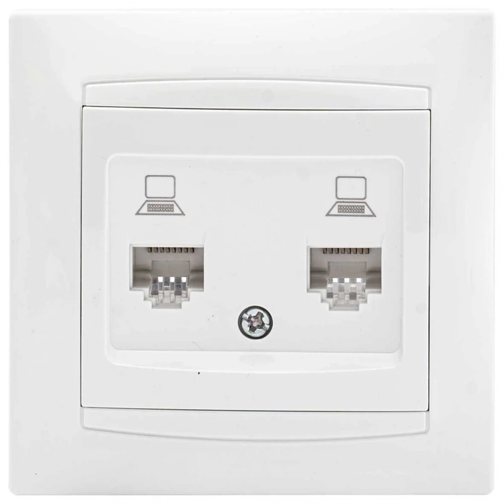 Πρίζα Δικτύου Διπλή RJ45 CAT6 Χωνευτή ΧΑΛΚΙΔΑ