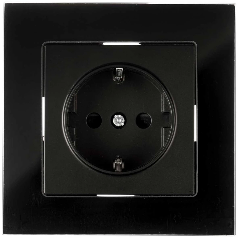 Πρίζα Σούκο Ασφαλείας Χωνευτή Μαύρο Γυαλί ΝΕΦΕΛΗ