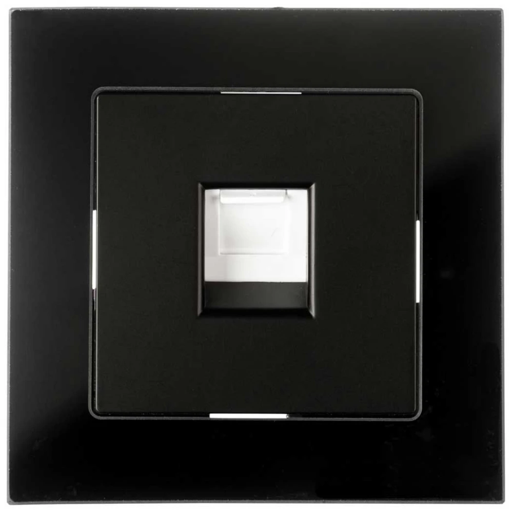 Πρίζα Τηλεφώνου Μονή RJ11 Χωνευτή Μαύρο Γυαλί ΝΕΦΕΛΗ