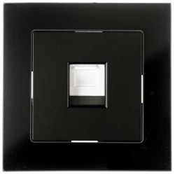 Πρίζα Δικτύου Μονή RJ45 CAT6 Χωνευτή Μαύρο Γυαλί ΝΕΦΕΛΗ