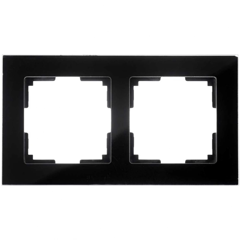 Πλαίσιο Διπλό Για Χωνευτούς Διακόπτες & Πρίζες Μαύρο Γυαλί ΝΕΦΕΛΗ