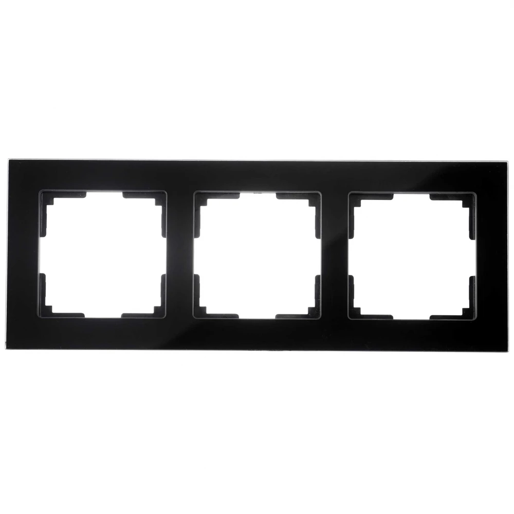 Πλαίσιο Τριπλό Για Χωνευτούς Διακόπτες & Πρίζες Μαύρο Γυαλί ΝΕΦΕΛΗ