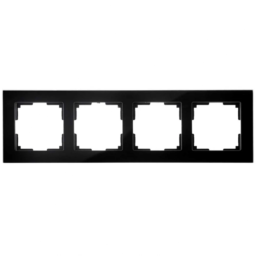 Πλαίσιο Τετραπλό Για Χωνευτούς Διακόπτες & Πρίζες Μαύρο Γυαλί ΝΕΦΕΛΗ