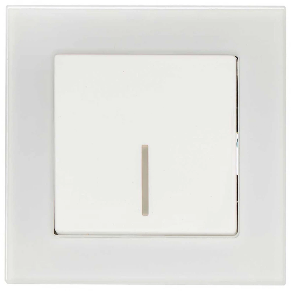 Διακόπτης Απλός Μονός Με LED Χωνευτός Λευκό Γυαλί ΝΕΦΕΛΗ