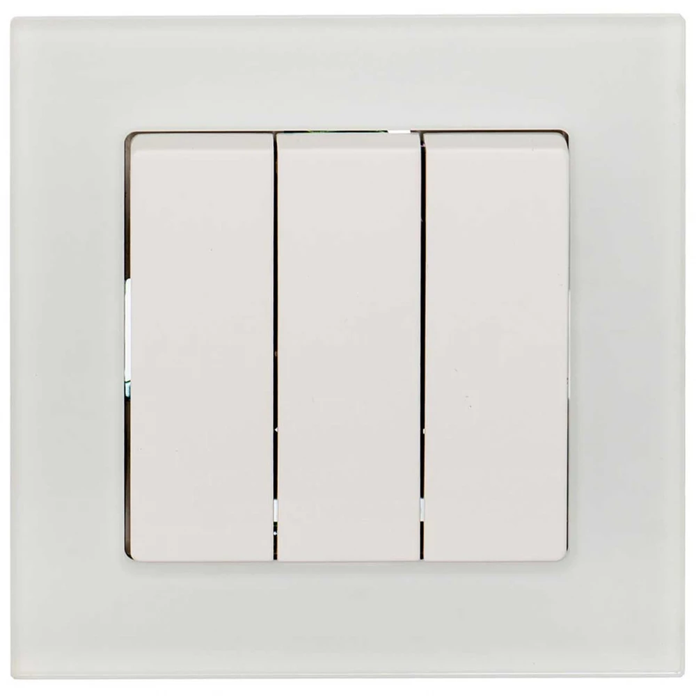 Διακόπτης Τριπλός Χωνευτός Λευκό Γυαλί ΝΕΦΕΛΗ