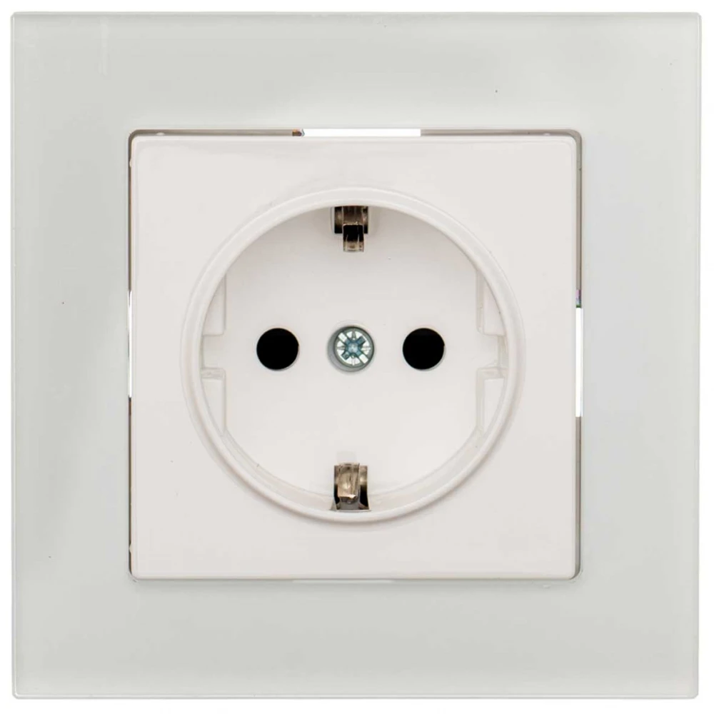 Πρίζα Σούκο Ασφαλείας Χωνευτή Λευκό Γυαλί ΝΕΦΕΛΗ