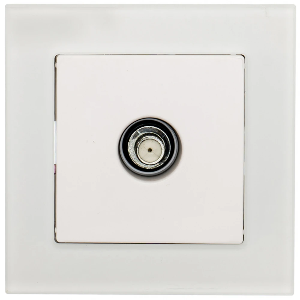 Πρίζα TV Δορυφορική Χωνευτή Λευκό Γυαλί ΝΕΦΕΛΗ