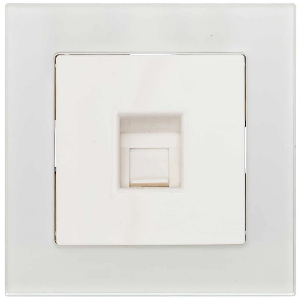 Πρίζα Δικτύου Μονή RJ45 CAT6 Χωνευτή Λευκό Γυαλί ΝΕΦΕΛΗ