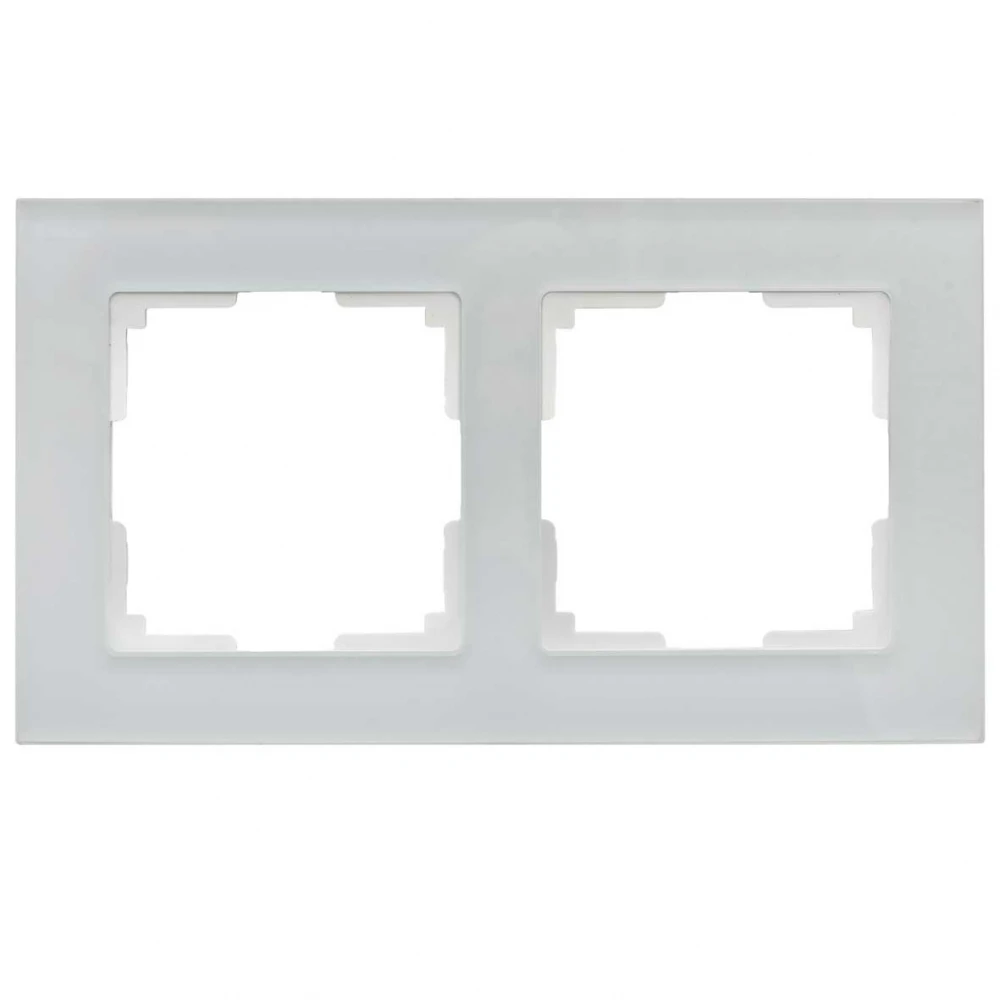Πλαίσιο Διπλό Για Χωνευτούς Διακόπτες & Πρίζες Λευκό Γυαλί ΝΕΦΕΛΗ