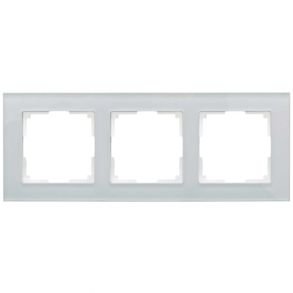 Πλαίσιο Τριπλό Για Χωνευτούς Διακόπτες & Πρίζες Λευκό Γυαλί ΝΕΦΕΛΗ