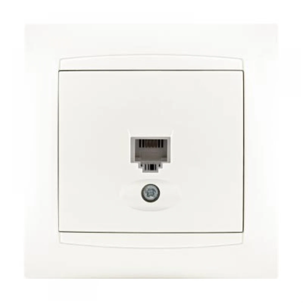 Πρίζα Τηλεφώνου RJ11 με Πλαίσιο Λευκό Περλέ ΧΑΛΚΙΔΑ