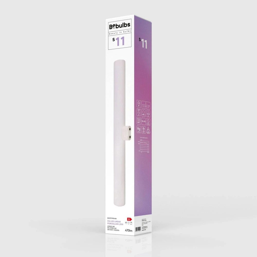 LED Λαμπτήρας Linestra S14d Εφέ Πορσελάνης 300 mm 6W 470Lm 2700K Dimmable - S11