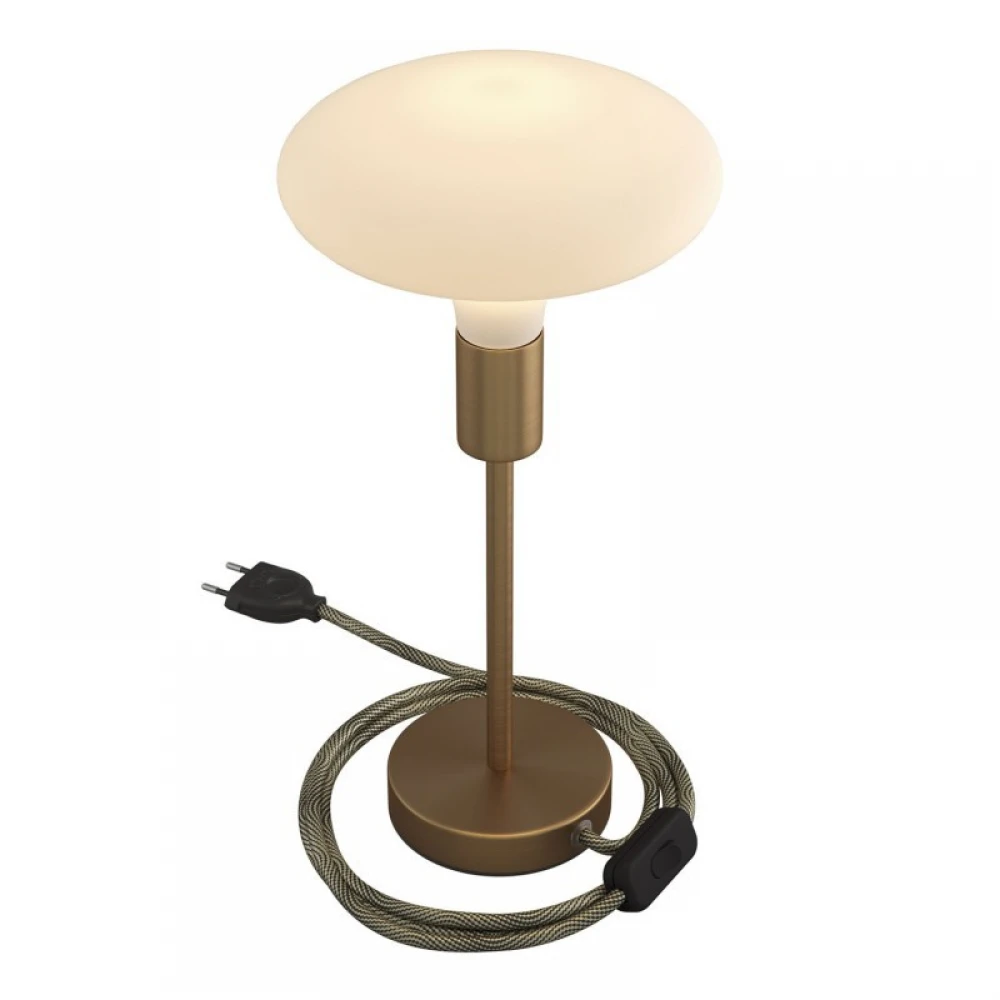 Επιτραπέζιο Φωτιστικό Μεταλλικό Alzaluce, με υφασμάτινο καλώδιο, διακοπτάκι και διπολικό φις 20cm - Μπρονζέ - Creative Cables