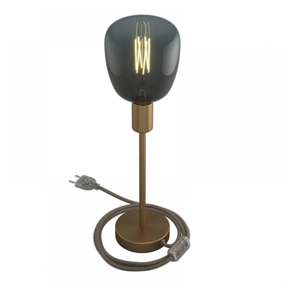 Επιτραπέζιο Φωτιστικό Μεταλλικό Alzaluce, με υφασμάτινο καλώδιο, διακοπτάκι και διπολικό φις 25cm - Μπρονζέ - Creative Cables