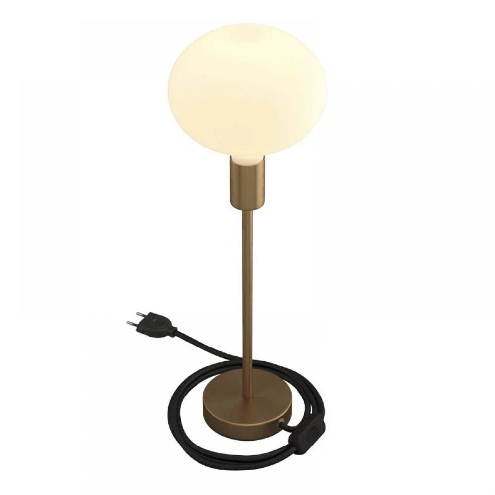 Επιτραπέζιο Φωτιστικό Μεταλλικό Alzaluce, με υφασμάτινο καλώδιο, διακοπτάκι και διπολικό φις 30cm- Μπρονζέ - Creative Cables