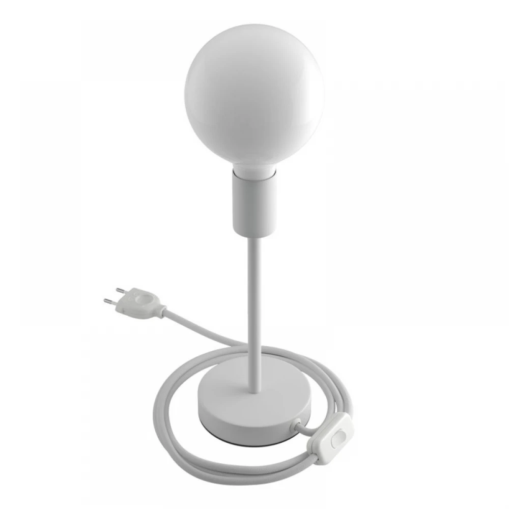 Επιτραπέζιο Φωτιστικό Μεταλλικό Alzaluce, με υφασμάτινο καλώδιο, διακοπτάκι και διπολικό φις - Λευκό ΜΑΤ - Creative Cables