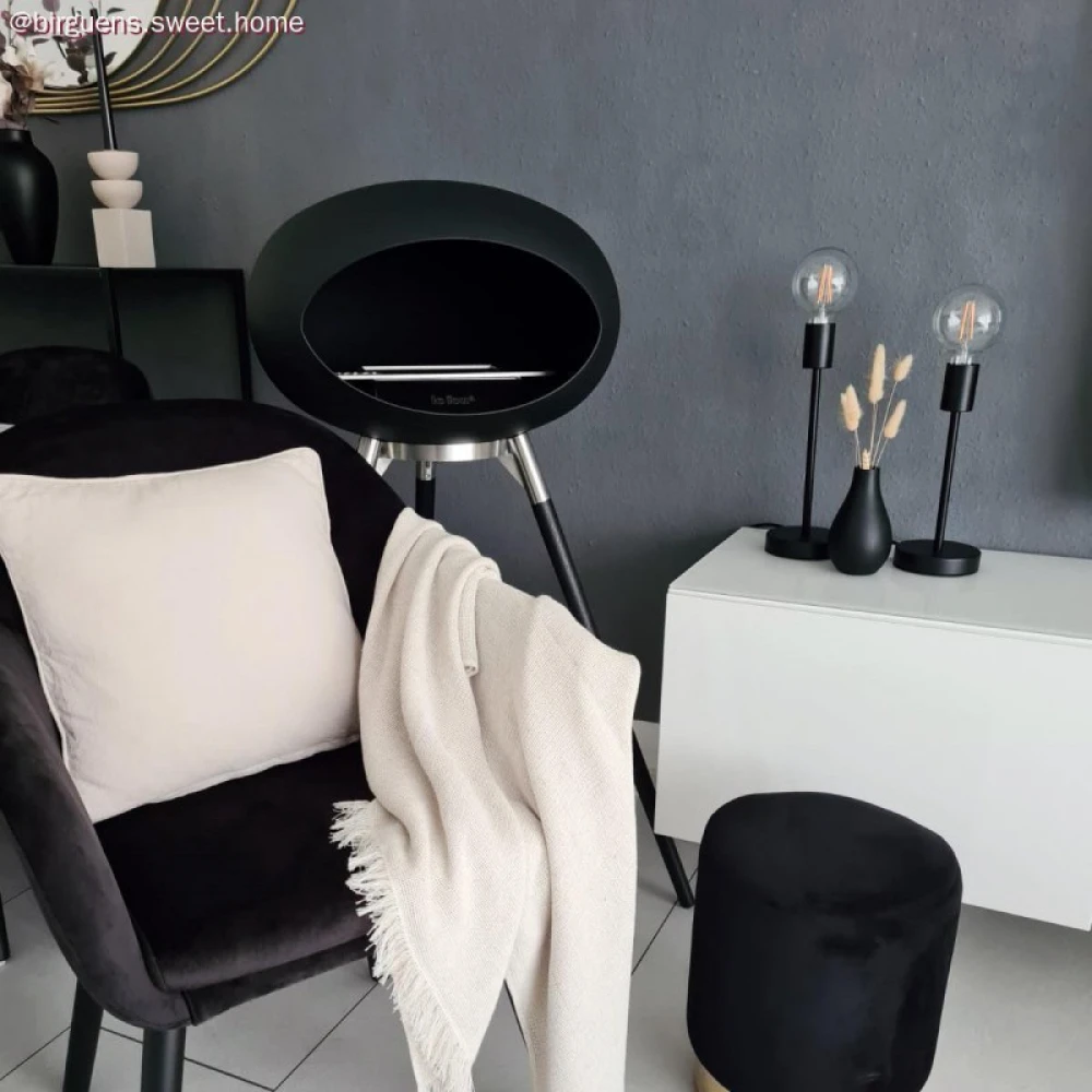 Επιτραπέζιο Φωτιστικό Μεταλλικό Alzaluce, με υφασμάτινο καλώδιο, διακοπτάκι και διπολικό φις - Μαύρο ΜΑΤ - Creative Cables