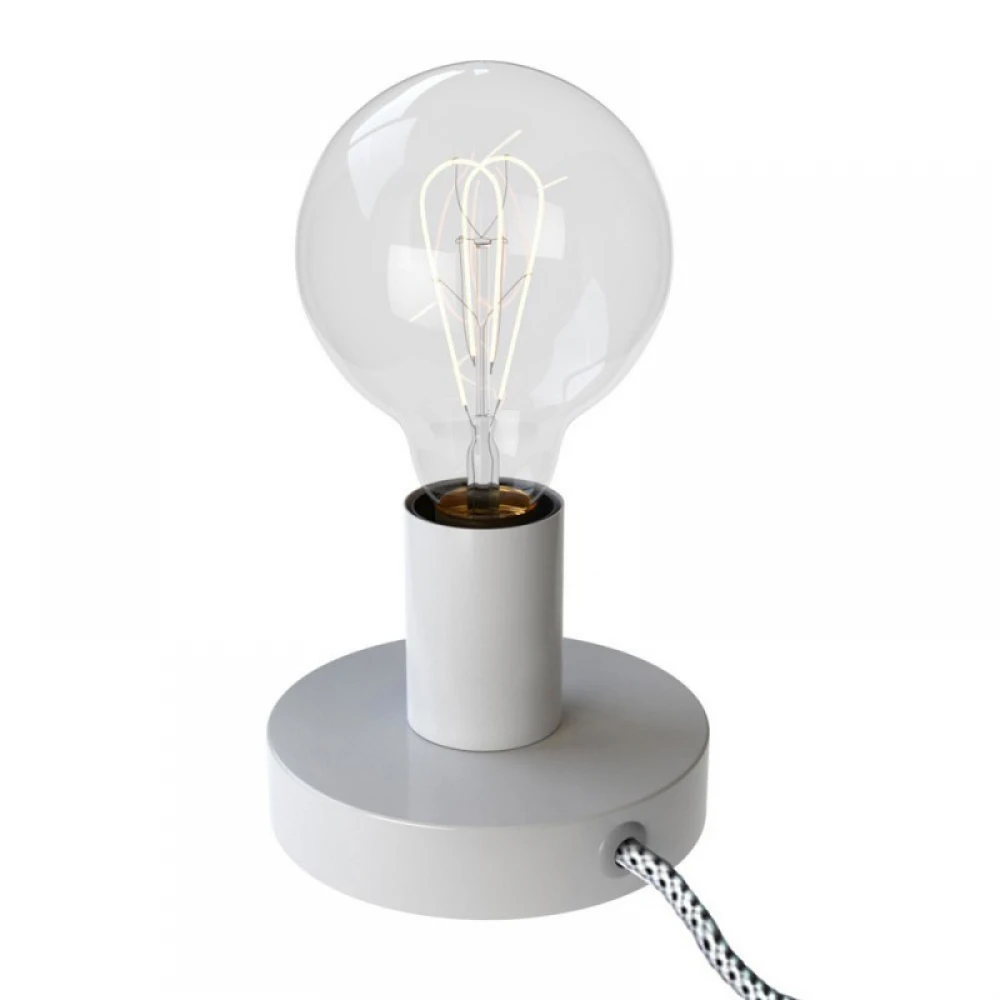 Επιτραπέζιο Φωτιστικό Μεταλλικό Posaluce, με υφασμάτινο καλώδιο, διακοπτάκι και διπολικό φις - Λευκό Γυαλιστερό - Creative Cables