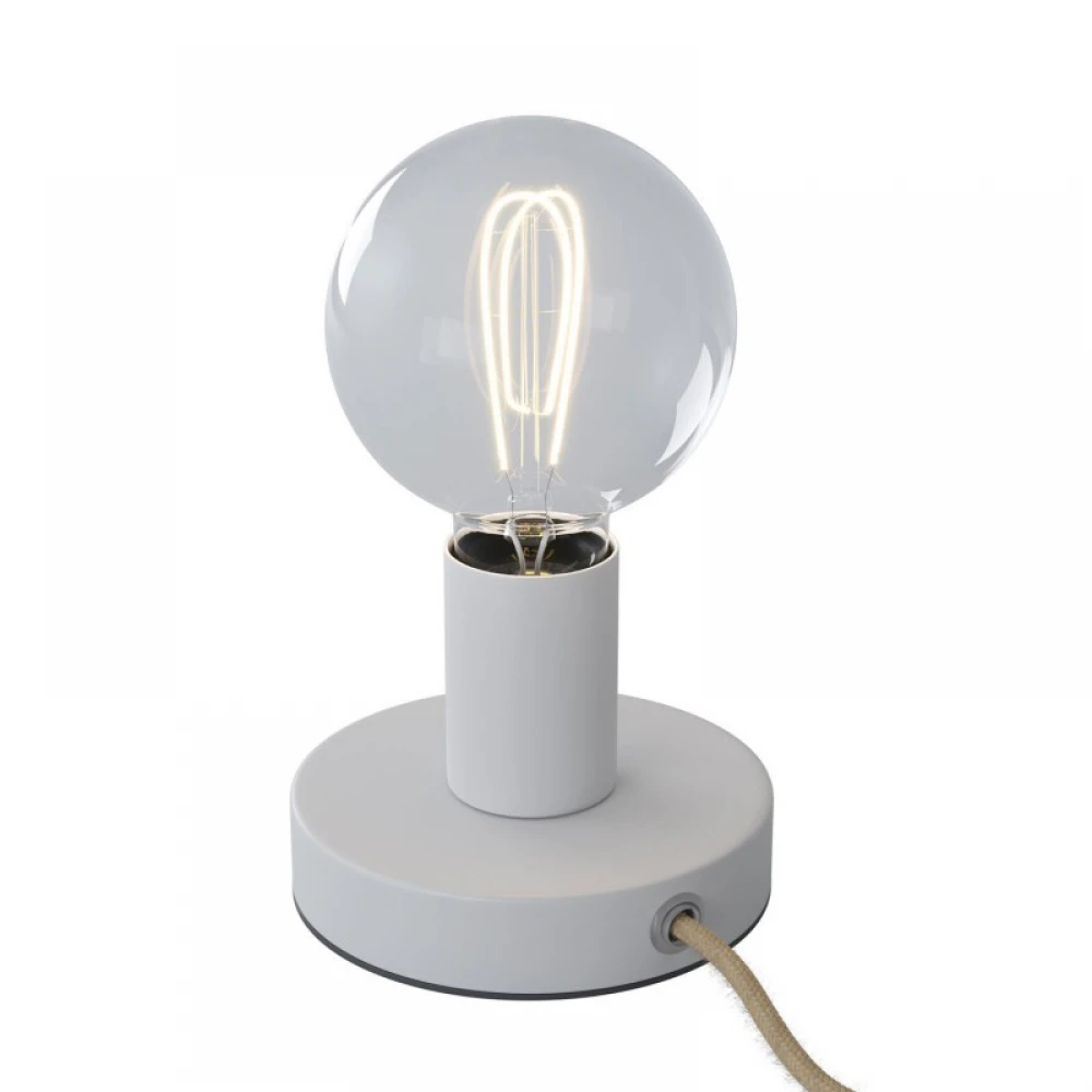 Επιτραπέζιο Φωτιστικό Μεταλλικό Posaluce, με υφασμάτινο καλώδιο, διακοπτάκι και διπολικό φις - Λευκό ΜΑΤ - Creative Cables