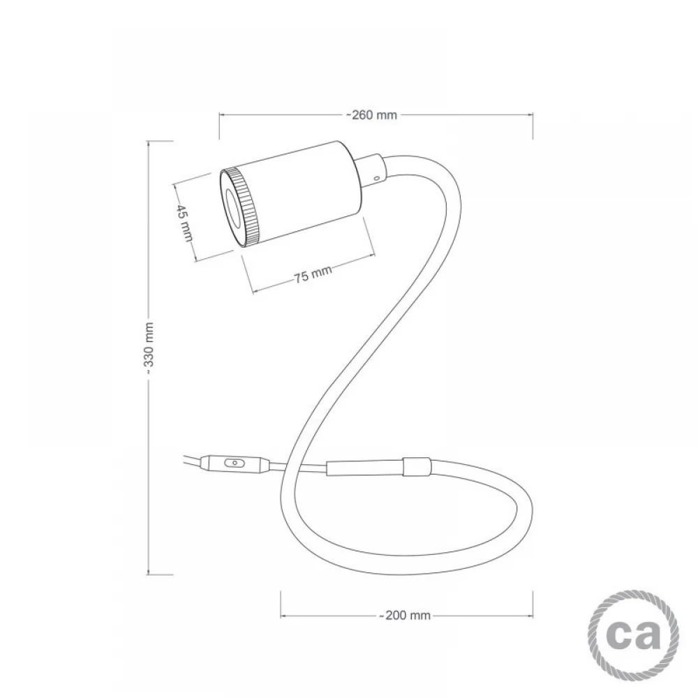 Επιτραπέζιο Φωτιστικό GU1d-one Pastel εύκαμπτο με λάμπα LED mini σποτ χωρίς βάση - Μουσταρδί - Creative Cables