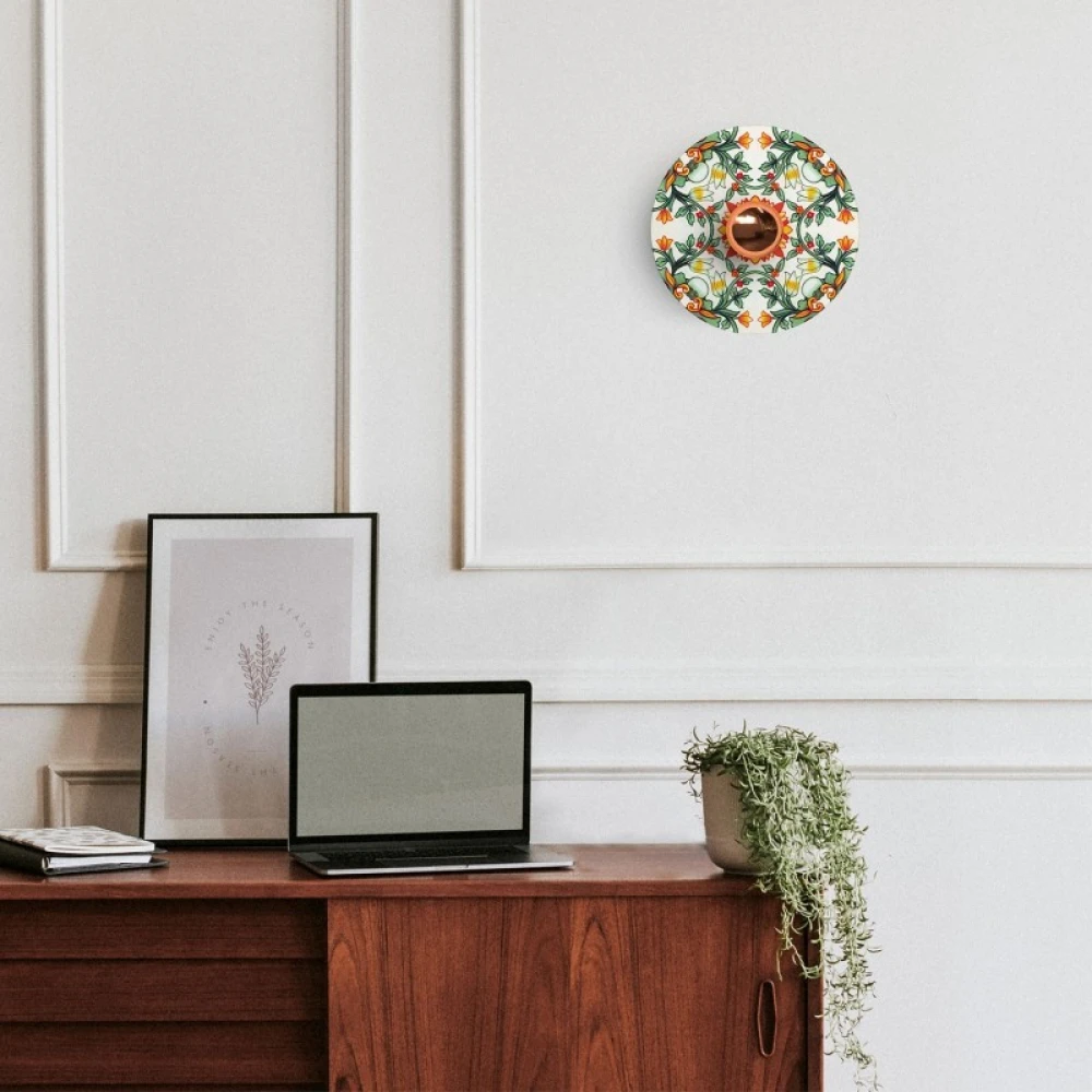 Φωτιστικό Τοίχου ή Οροφής Fermaluce, με Μεταλλικό Καπέλο Πιάτο mini Ellepì 'Maioliche' - Majolica Κόκκινο-Πράσινο - Creative Cables