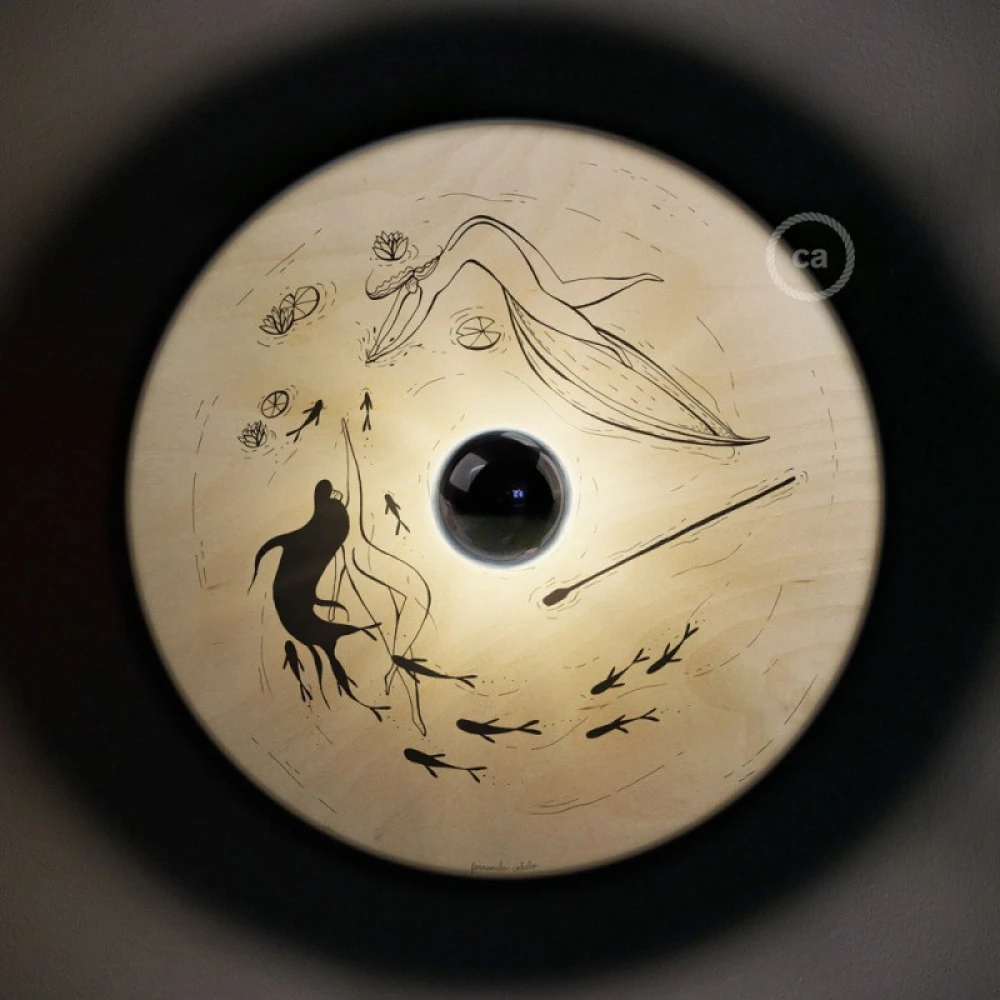 Φωτιστικό Τοίχου ή Οροφής Fermaluce Romantic, με Ξύλινο Φωτιστικό Πιάτο UFO Διπλής Όψης - Fernando Cobelo - Creative Cables