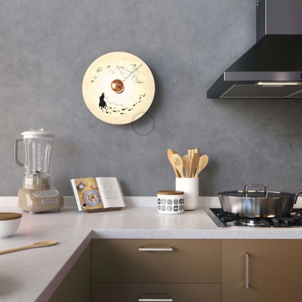 Φωτιστικό Τοίχου ή Οροφής Fermaluce Romantic, με Ξύλινο Φωτιστικό Πιάτο UFO Διπλής Όψης - Fernando Cobelo - Creative Cables