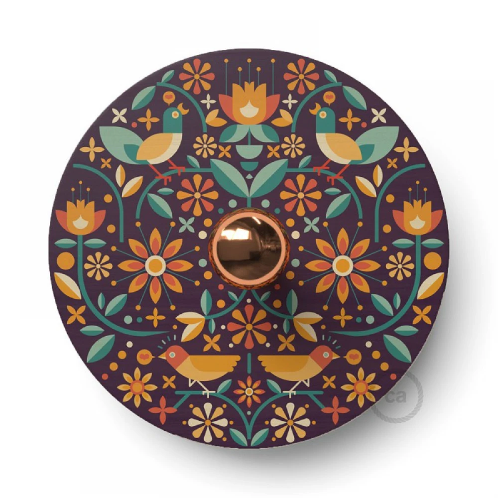 Φωτιστικό Τοίχου ή Οροφής Fermaluce Ethnic, με Ξύλινο Φωτιστικό Πιάτο UFO Διπλής Όψης - Francesco Poroli - Creative Cables