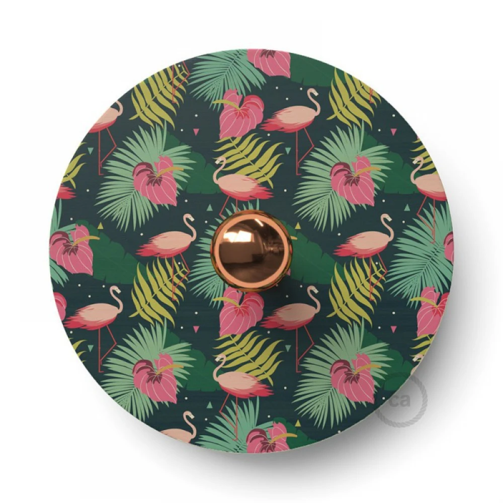 Φωτιστικό Τοίχου ή Οροφής Fermaluce Ethnic, με Ξύλινο Φωτιστικό Πιάτο UFO Διπλής Όψης - Annachiara Zaminato - Creative Cables