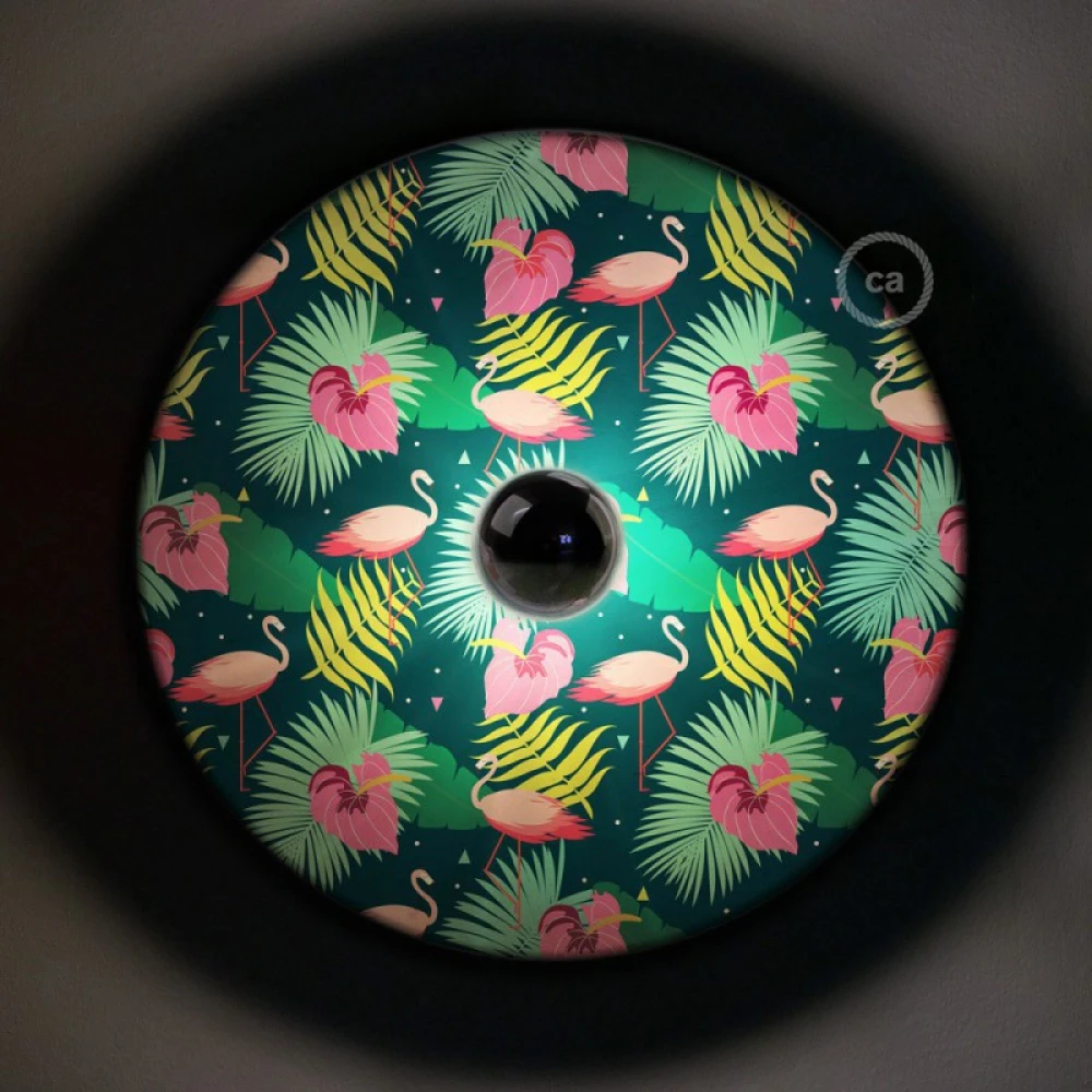 Φωτιστικό Τοίχου ή Οροφής Fermaluce Ethnic, με Ξύλινο Φωτιστικό Πιάτο UFO Διπλής Όψης - Annachiara Zaminato - Creative Cables